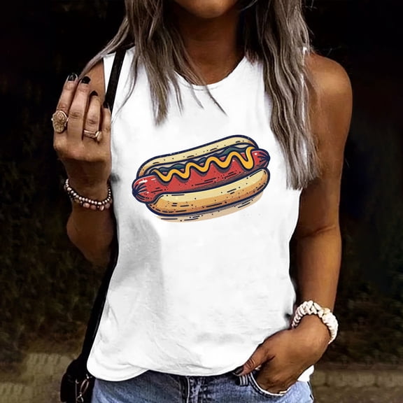 Mifsaly Independence Day Tank Tops Women Cotton Sleeveless Top Loose Fit Graphic Summer Patriotic Tees Breathable Soft Casual Daily Wear 4Th of July Shirts M