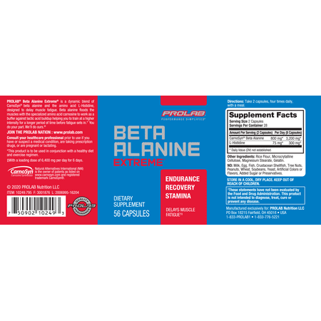 Prolab Beta Alanine Extreme® Carnosyn 3200mg 56 Capsules - Pre-Workout