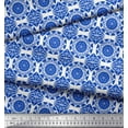 thumbnail image 3 of Soimoi Blue Cotton Poplin Fabric Circle Art Geometric Printed Fabric 1 Yard 42 Inch Wide, 3 of 5