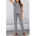 thumbnail image 2 of BTFBM Women's Two Piece Tracksuit Outfits Summer Short Sleeve Tops Long Pants Jogger Lounge Matching Sets Sweatsuit, 2 of 7