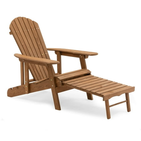 Coral Coast Hubbard Big Daddy Reclining Adirondack Chair with Pull-Out Ottoman -