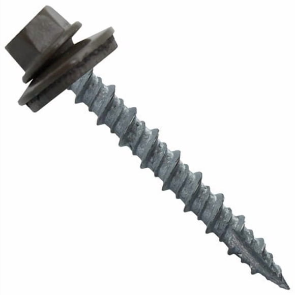Metal Roofing Screws: (250) 10 X 1-1/2"" Antique Bronze Hex Head Sheet Metal Roof Screw. Self Starting Metal To Wood Siding Screws. Epdm Washer. Colored Head