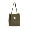 thumbnail image 1 of Yingyy Sacs en Velours Côtelé pour Femmes Sac à Bandoulière Léger Réutilisable Grande Capacité Sacs de Courses Rétro Sacs à Main Décontractés Sangle Renforcée Vert, 1 of 7