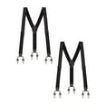 thumbnail image 1 of Buyless Fashion Bretelles Formelles pour Hommes en Sergé de Satin, Lot de 2 - Dos en Y Ajustable à 6 Pinces de 48 Pouces - Bout en Cuir de 1 1/4 Pouces, 1 of 7