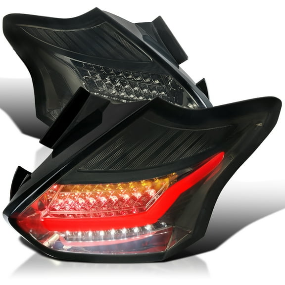 Spec-D Tuning Smoke LED Bar Tail Lights Compatible with 2015-2018 Ford Focus Se/St/Titanium Hatchback, 2016-2018 Ford Focus Rs Hatchback, Left Right Pair Assembly