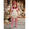 thumbnail image 4 of RUINIXCW Newborn Baby Halloween Clown Costume Infant Baby Girl Boy Fall Winter Clothes Sleeveless Zipper Hooded Romper and Striped Long Socks Set, 4 of 10
