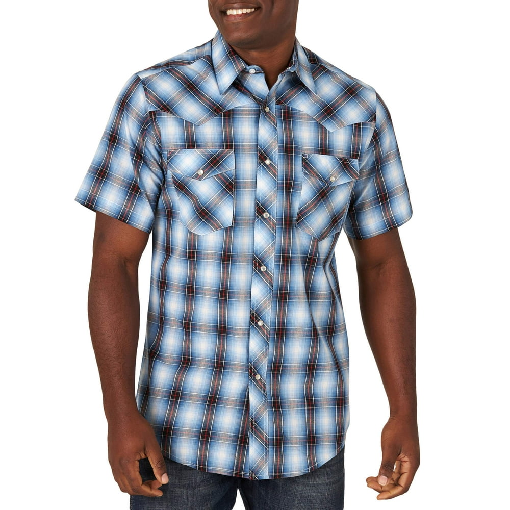 Wrangler - Wrangler Men's Short Sleeve 2 Pocket Western Shirt - Walmart ...