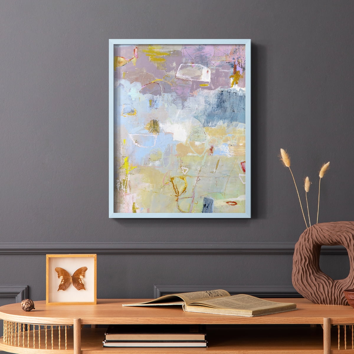 Whilst I Framed Print in Blue Solid Wood 11 x 14 Framed Print