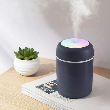 

Mini Humidifier Bedroom Office Living Room Portable Low Noise Diffuser Atmosphere Light Mist Sprayer Black