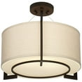 thumbnail image 2 of Possini Euro Design Stinson Modern Ceiling Light Semi Flush Mount Fixture 17 1/4" Wide Bronze 3-Light Linen Drum Shade for Bedroom Kitchen Living Room, 2 of 7