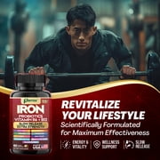 Parrox Iron Supplement with Slow Release Iron, Probiotics, Spirulina, Turmeric, Vitamin B6, B12, C, Zinc, Folate, Beetroot, Nettle Leaf, Dandelion Root,Black Pepper, Extra Strength, 60 Vegan Capsules