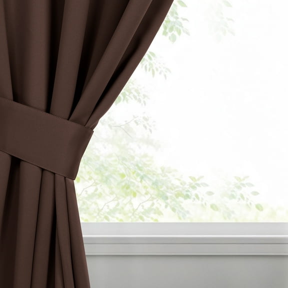 Bkue Nile Mills Modern, Classic Solid Semi Blackout Curtains, Set of 2, 46" x 96'', Cappuccino
