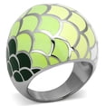 thumbnail image 1 of High polished (no plating) Stainless Steel Ring with Epoxy in Multi Color for Women Multi Color Stone Color Style TK1174 Size 6, 1 of 4