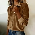 thumbnail image 4 of Women's Velvet Solid Tops 2026 Spring Summer Outfits T-shirt Trendy Long Sleeve Button Down Shirts Fashion party Shirts Casual Basic Blouses, 4 of 6