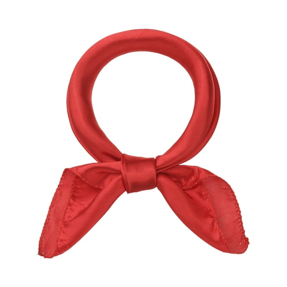 INSPIRE CHIC Women's Solid Satin Scarves 20" Small Square Neck Scarf Neckerchief Red 19.7x19.7''(LxW)