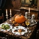 thumbnail image 5 of Decoraciones de Halloween, adornos de Halloween, decoraciones para fiestas de Halloween, estampados de Halloween con hermosos patrones, ideales para decoración de fiestas y catering, 16 cubiertos de p, 5 of 6