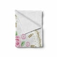 thumbnail image 2 of Shabby Flora Soft Flannel Fleece Throw Blanket, Vintage Clock Face Roses Roman Numbers Antique Vintage Style, Cozy Plush for Indoor and Outdoor Use, 50" x 60", Dark Khaki Pale Pink, by Ambesonne, 2 of 6