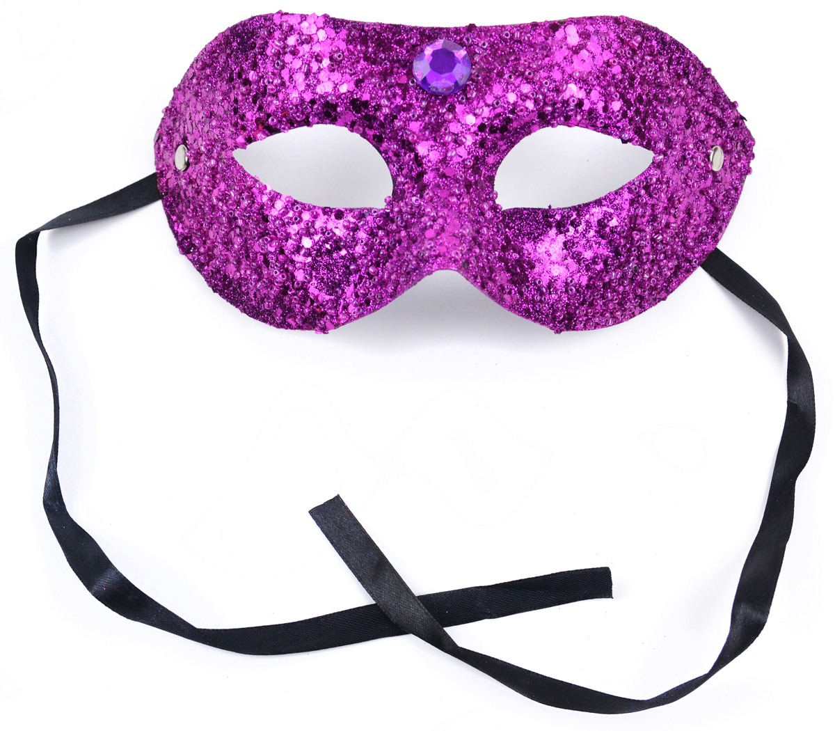 7.5" Purple Glitter Half Mask with Tie
