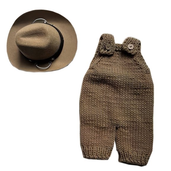 Western Styles Outfit with Hat for Infant Photo Comfortable and Fast Change Design Washable for Convenience