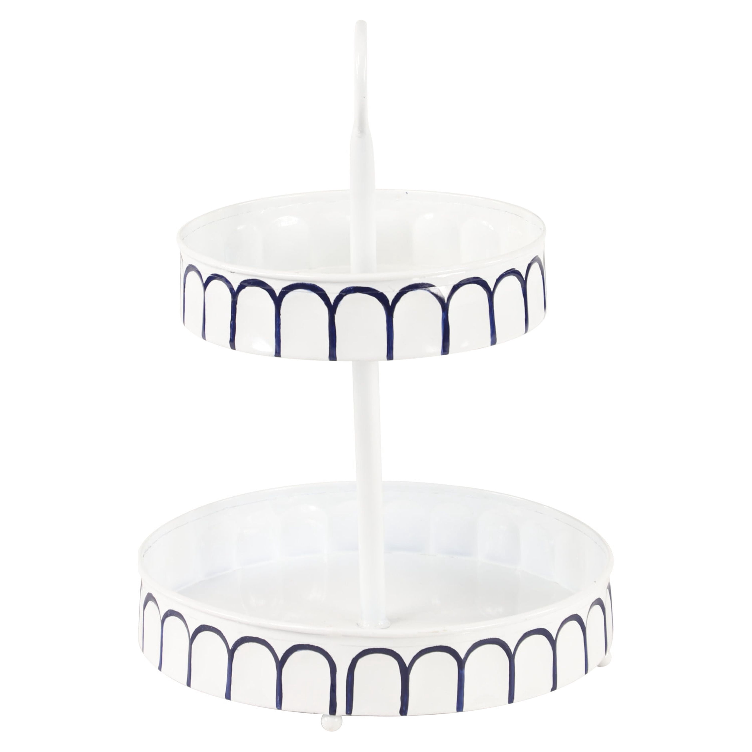 DecMode 13"W, 18"H Metal Farmhouse Tiered Server, White, 1 - Piece
