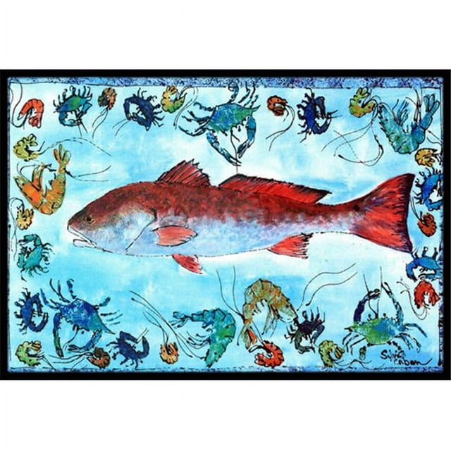 Carolines Treasures 8087-JMAT 36 x 24 Po Poisson Rouge Paillasson Intérieur Ou Extérieur