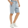 thumbnail image 3 of QPNGRP Men's Workout Stretch Shorts Casual Drawstring Elastic Zipper Pockets Silvergrey 34, 3 of 8