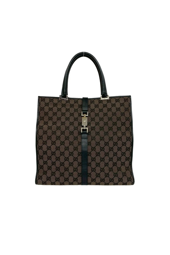 Pre-Owned GUCCI Jackie Leather Handbag/Business Bag/Boston Bag with GG Logo and Genuine...