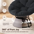 thumbnail image 5 of Dovov Papasan Chair, 360 Degree Swivel Papasan Accent Chair with Cushion, Oversized Ergonomic Chair Comfy Metal Round Swivel Chair Lounger for Living Room Bedroom Office, 440 Lbs Capacity, Black, 5 of 10