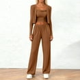 thumbnail image 4 of Fashion Halter Long Pants Jacket Coat For Women's 3 Piece Set Autumn New Casual Simple Sporty Pocket Long Pants Set Female, 4 of 5