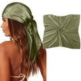 thumbnail image 2 of Landzoo Large Square Satin Head Scarf Silk Hair Scarf Square Hair Bandanas Large Scarf Sleeping Head Wraps For Women Fashionable Cozy Hat, 2 of 8