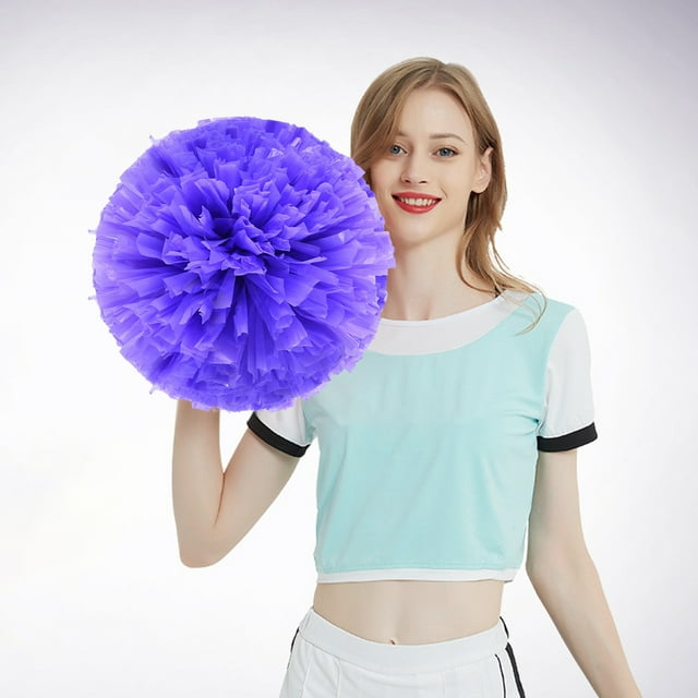 Hbdhejl 2Pcs Cheerleaders Handheld Color Flower Sports Activities Performance Cheering Supplies Round High Density Color Strip Lightweight Double Finger Ring Buckle Design Anti Slip Off