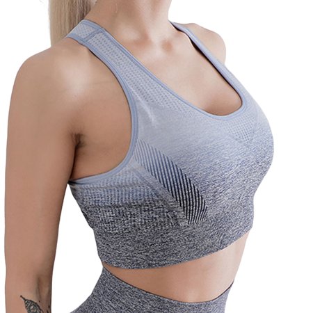 

Women s Racerback Sports Bra Seamless High Impact Yoga Exercise Athletic Bras for Running Jogging Exercise S Grey Blue