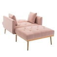 thumbnail image 4 of Triple Tree Velvet Adjustable Backrest Velvet Convertible Chaise, Pink, 4 of 9