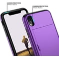 thumbnail image 4 of iPhone XR Case with Card Holder Heavy Duty Protective Dual Layer Shockproof Hidden Card Slot Slim Wallet Case for iPhone XR for Men&Women(Purple), 4 of 14