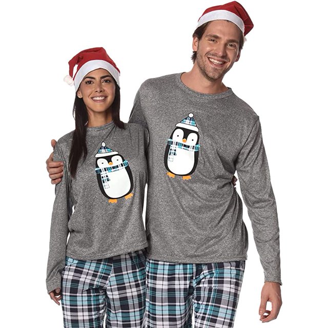 Pijama NAVIDEÑA Dama pingüino para usarla en pareja Manga Larga con Gorrito Navideño De Regalo COZY HOME DREAMS COZY HOME DREAMS Pijama Dama pingüino