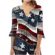 thumbnail image 2 of Fiudx Ofertas Del Día Camiseta Estampada a La Moda para Mujer, Blusa con Mangas 3/4, Camisetas Informales con Cuello En V, 2 of 5