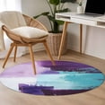 thumbnail image 4 of Purple Turquoise Round Area Rug 3.3 FT, Non Slip Small Entryway Kitchen Mat, Geometric Modern Abstract Oil Painting Washable Soft Circular Rug Non-Shedding Door Mat for Bathroom Playroom Kids Room, 4 of 9