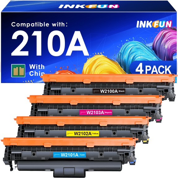210A Toner Cartridge with Chip Compatible for HP 210A 210X W2100A W2100X 4301fdw Toner for HP Color Laserjet Pro MFP 4301fdw 4301fdn Pro 4201dw 4201dn (Black Cyan Magenta Yellow)