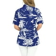 thumbnail image 5 of LA LEELA Hawaiian Shirts Womens Casual Summer Beach Party Blouse Shirt Tropical Tops Blouses Short Sleeve Button up Dress Shirts Dresses for Women S Island, Royal Blue, 5 of 6