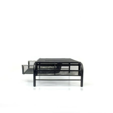 Mind Reader - Mesh Monitor Stand and 3 Tier Paper Organizer - Black