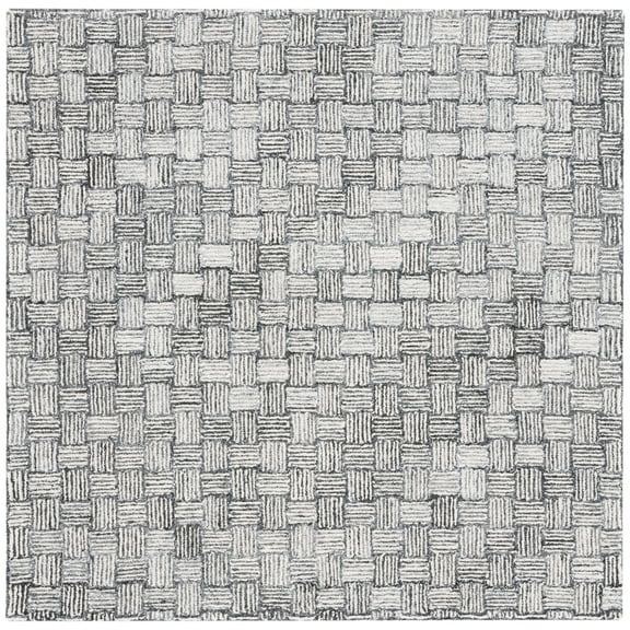 SAFAVIEH Micro-Loop Charlotte Solid Area Rug, Dark Grey/Ivory, 5' x 5' Square