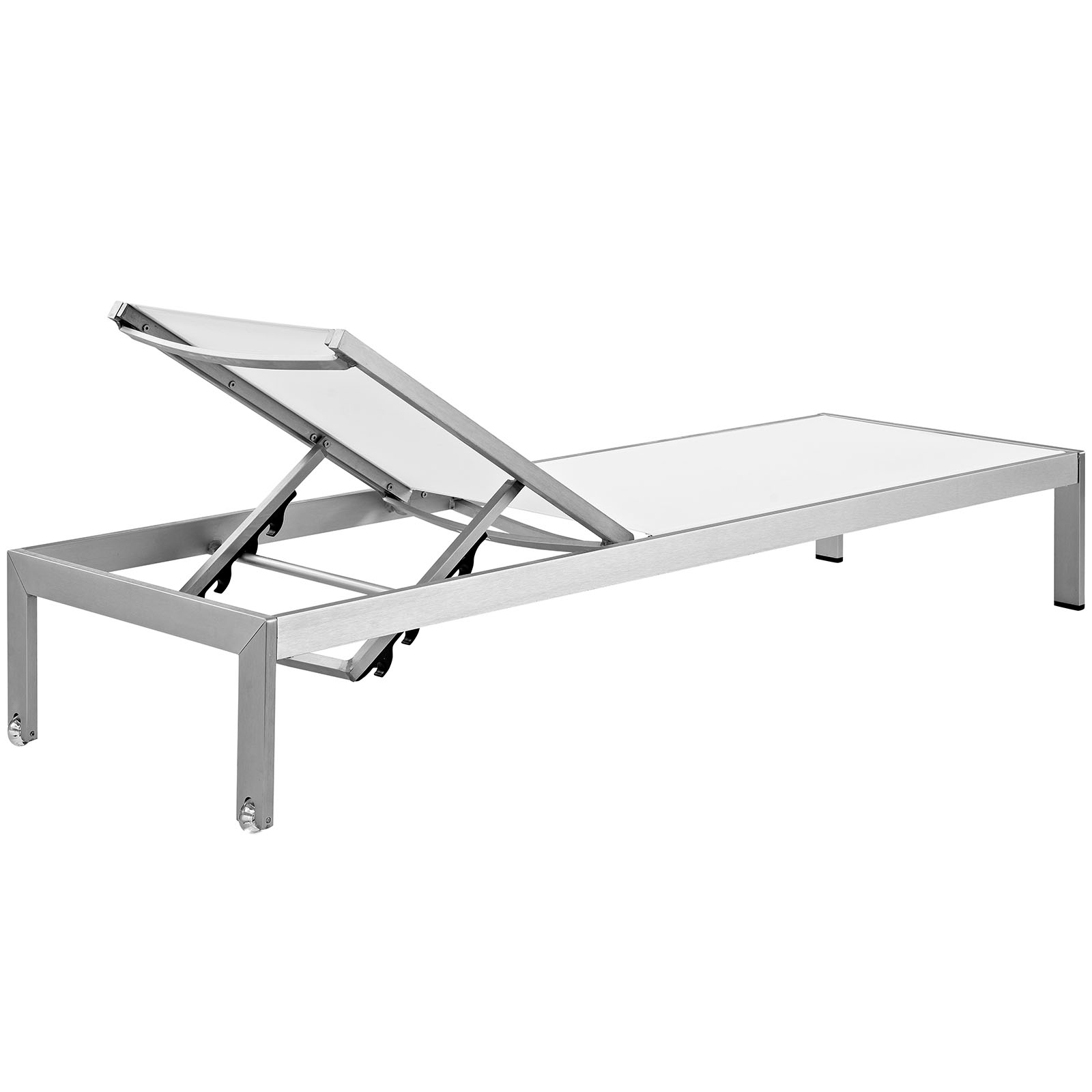 Modern Contemporary Urban Design Outdoor Patio Balcony Chaise Lounge Chair and Side Table set, White, Aluminum - image 5 of 7