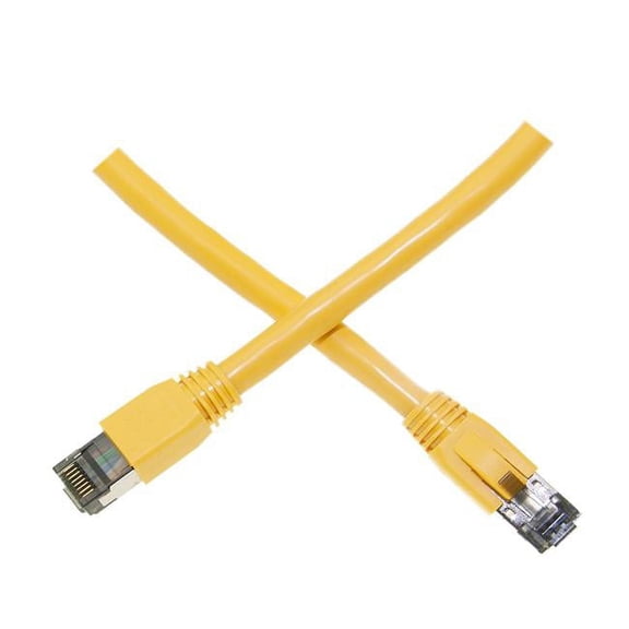 Cat8 S/FTP Ethernet Patch Cable, Molded Boot, 40Gbps - 2000MHz, 4-Pair 24AWG Stranded Pure Copper, RJ45 Shielded Gold Plate Connector Male Internet Patch Cable, Yellow, 7 foot, Cablewholesale