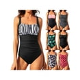 thumbnail image 3 of Yunliwuli Women Bikini, Sleeveless Backless Pleated Summer Swimsuit Swimming Bathing Swimwear, 3 of 8