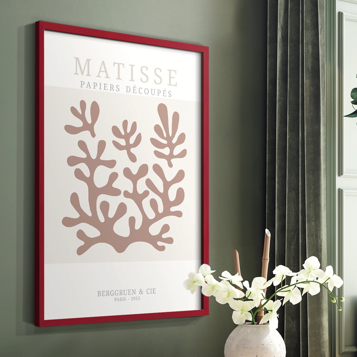 Matisse CDXXXI in Red Solid Wood Framed Print No Nail Hanging