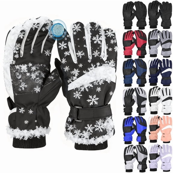 qucoqpe Men Women Couple Winter Gloves Outdoor Windproof Rainproof Cold Proof Snow Ski Riding Warm Gloves