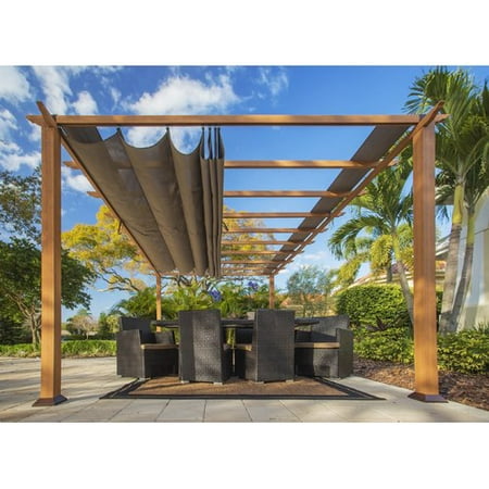 Verona 11' x 16' Aluminum Pergola With the look of Canadian Wood with Cocoa (Best Wood To Use For Pergola)