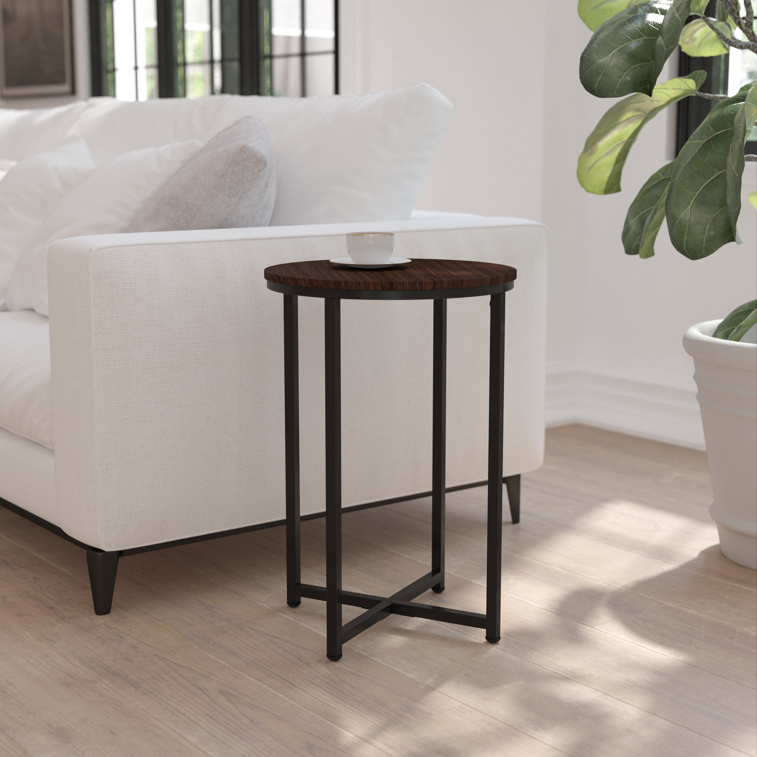 Flash Furniture Hampstead Contemporary End Table, Walnut/Matte Black