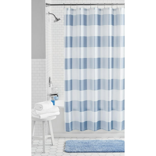 Mainstays Buffalo Plaid Blue, Navy Blue Buffalo Check Shower Curtain