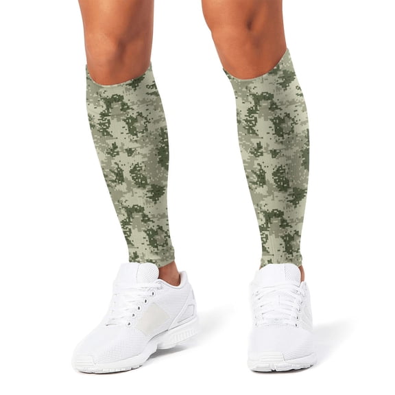 3D Printed Calf Compression Sleeves, 360 Seamless Leg Sleeves for Running, Cycling & Sports, One Size, Camouflage Print